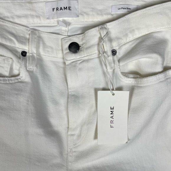 Frame Jeans Womens 26 White Le Pixie Beau Distressed Boyfriend Blanc Drive Rips - Picture 7 of 12